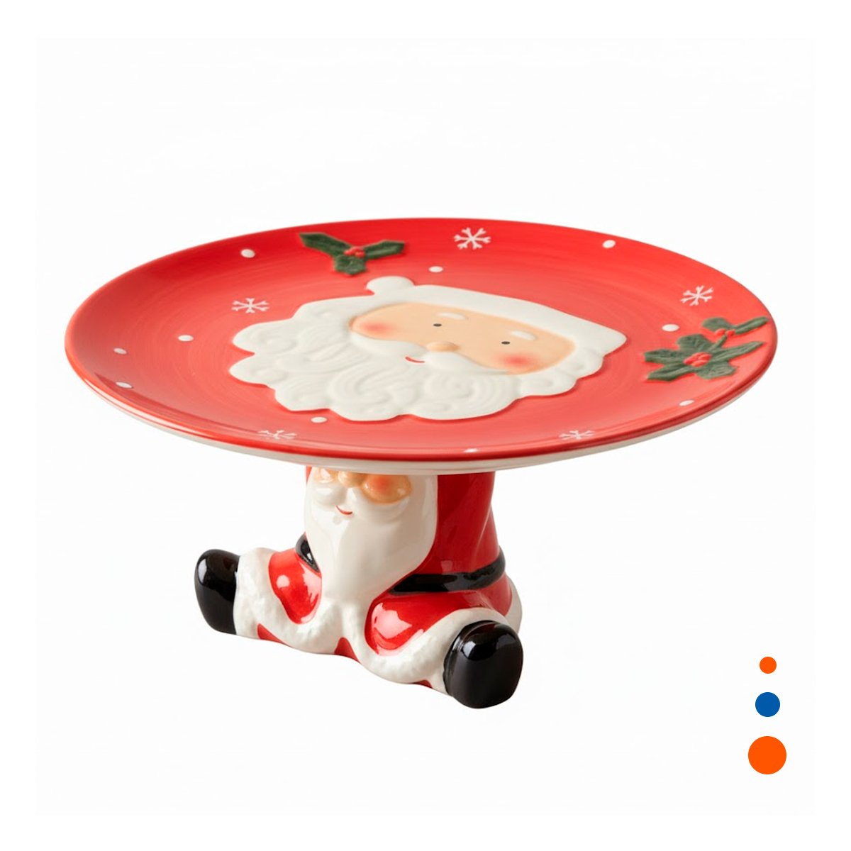 SOPORTE PARA PASTEL ROJO CON SANTA SOSTENIENDO EL PLATO PARA NAVIDAD YREGALO STICKER - 1