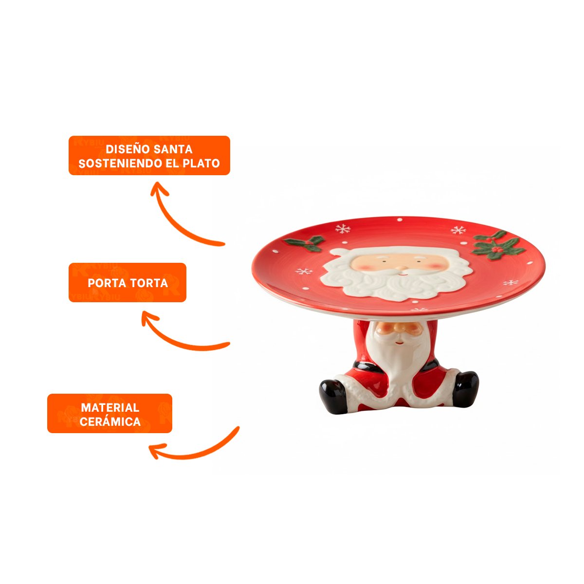 SOPORTE PARA PASTEL ROJO CON SANTA SOSTENIENDO EL PLATO PARA NAVIDAD YREGALO STICKER - 5