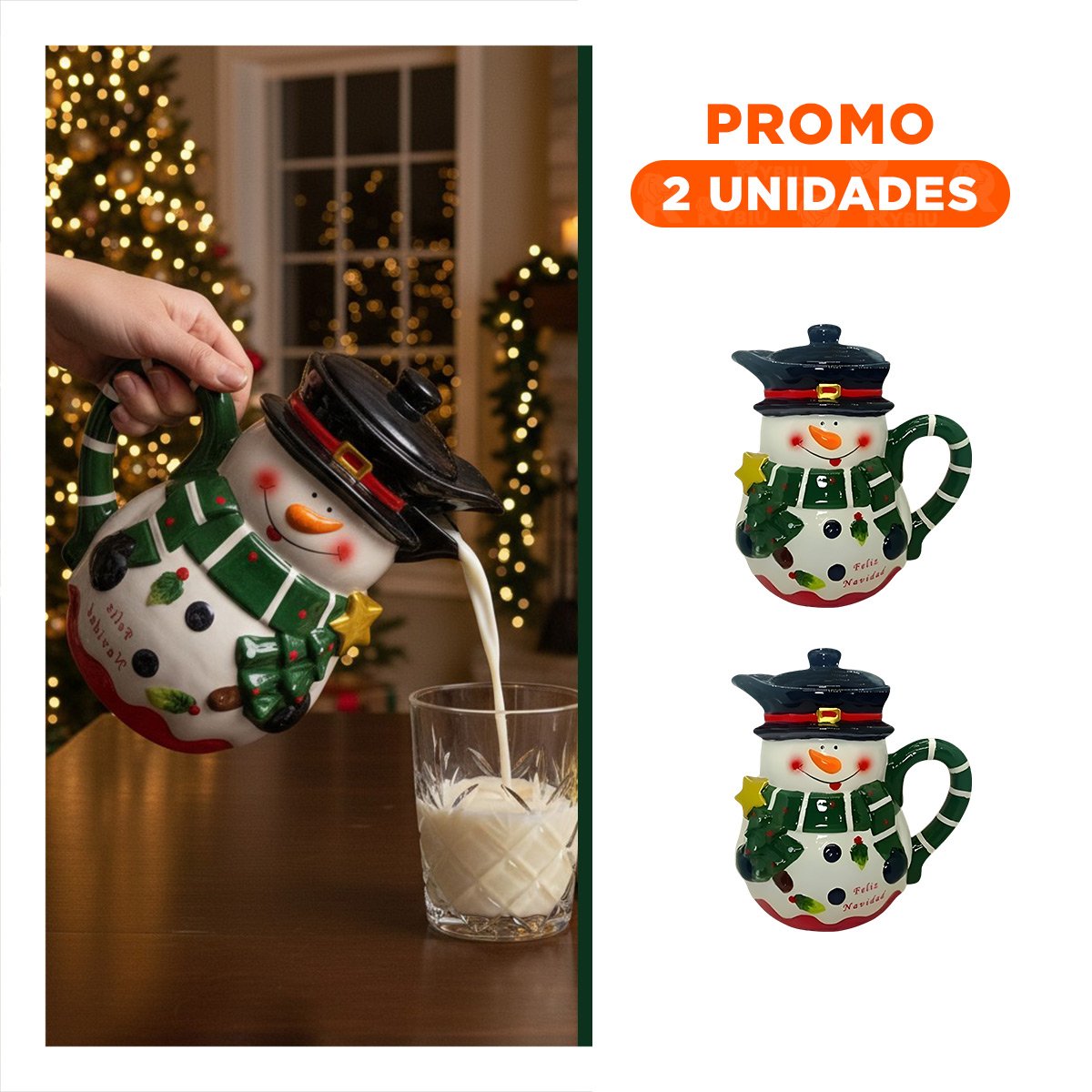 PACK2 ARTICULO FESTIVO NAVIDENO CON DISENO MUNECO DE NIEVE 2 LITROS YREGALO STICKER - 1