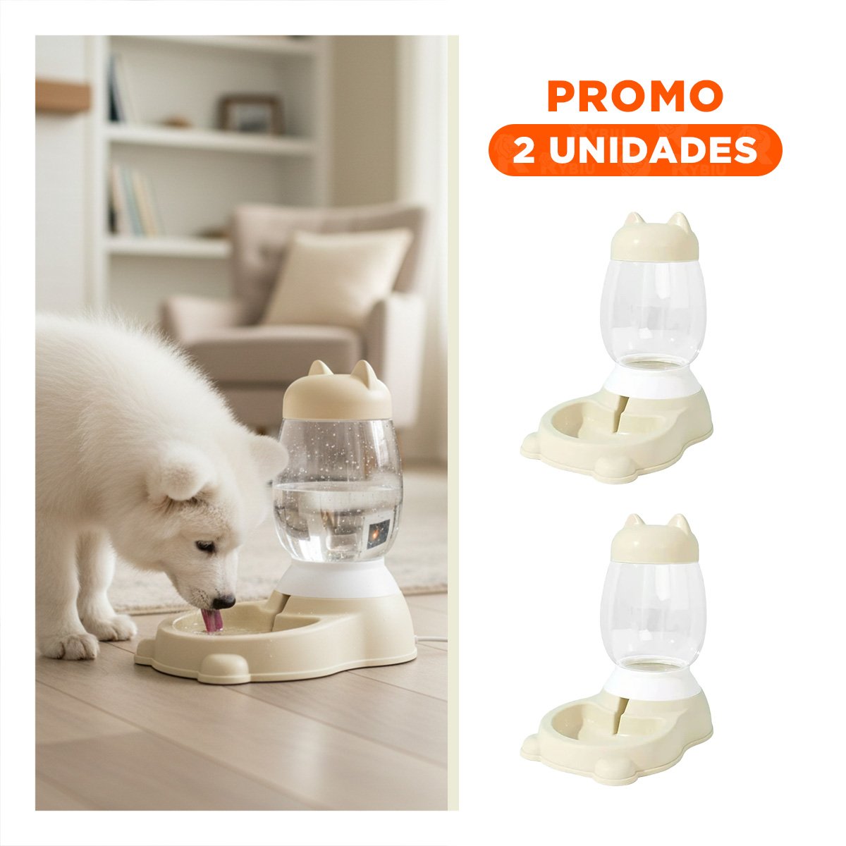 PACK2 DISPENSADOR SUAVE BEIGE CON GATO AUTOMATICO Y BIDON EN RINCONES VISUALES YREGALO STICKER - 1