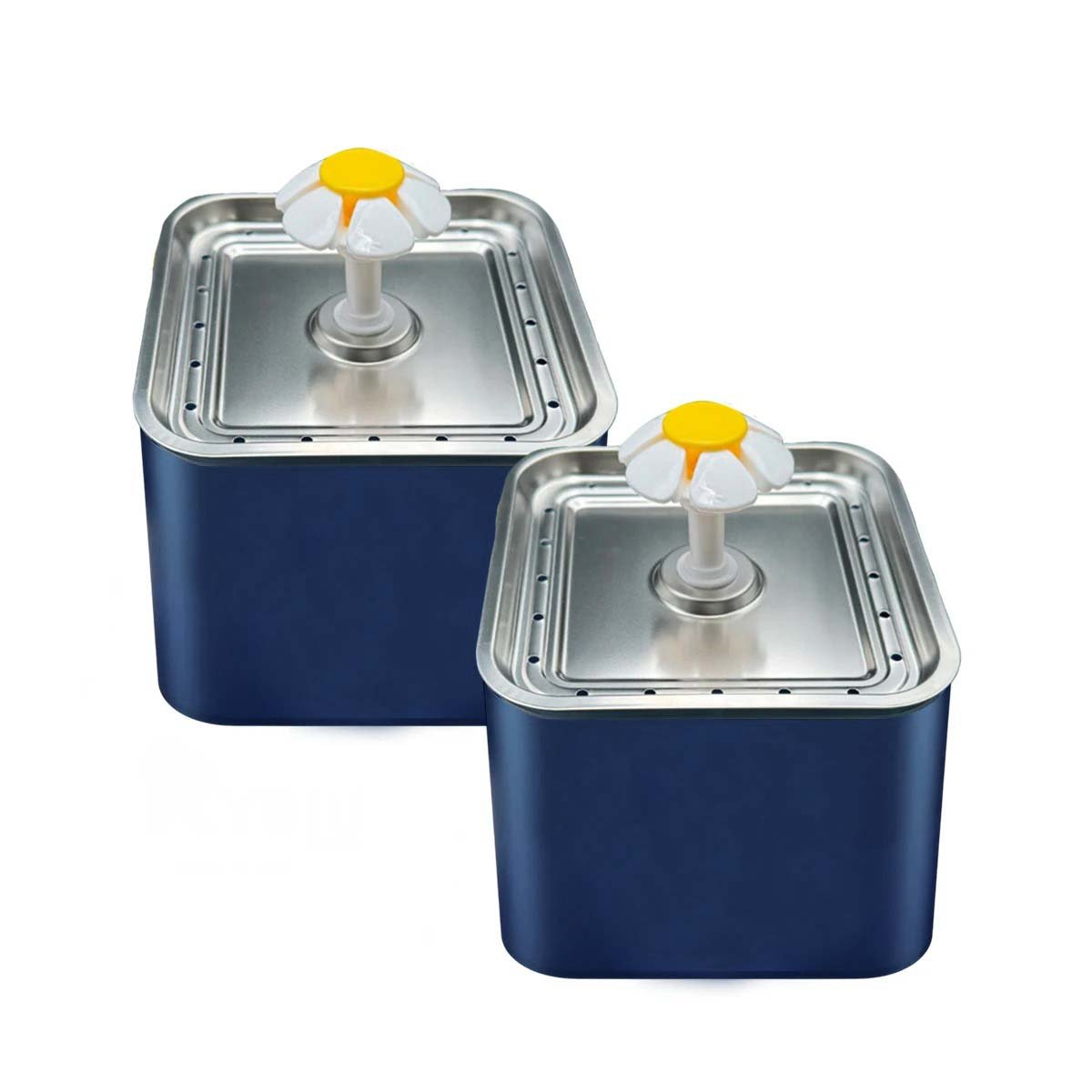 PACK4 BEBEDERO AZUL DE MATERIAL DE ACERO INOXIDABLE Y AGUA CUADRADO COMODO YPAPEL REGALO - 3