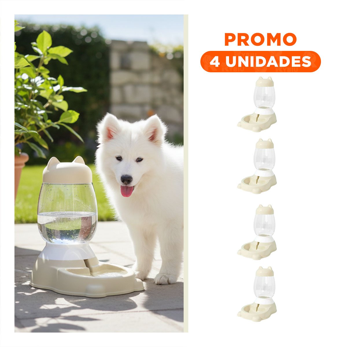 PACK4 DISPENSADOR CONFORT AUTOMATICO DE GATO CON BIDON BEIGE PARA ENTORNOS SEGUROS - 1