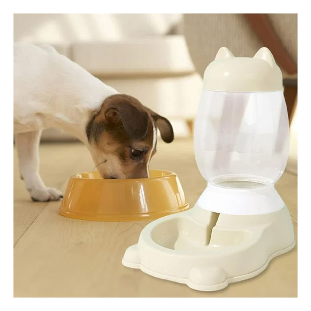 BEBEDERO AUTOMATICO BEIGE CON BIDON DE GATO QUE FACILITA USO DIARIO YPAPEL REGALO - 1