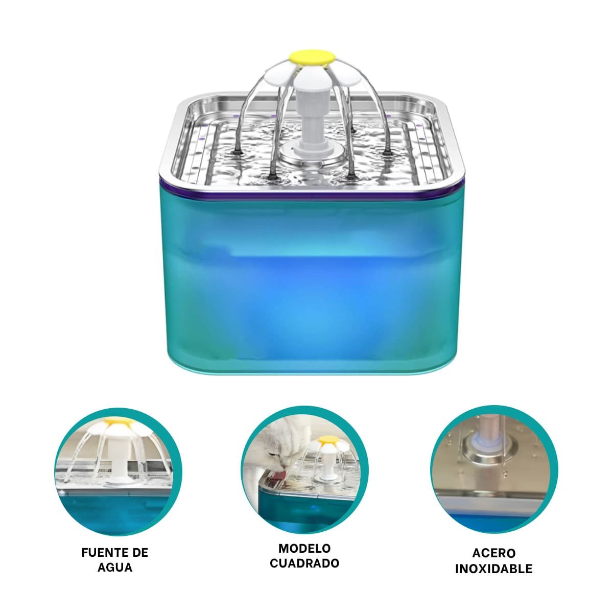 SISTEMA DE AGUA CUADRADO PET VERDE EN ACERO INOXIDABLE CASA YSTICKY - 5