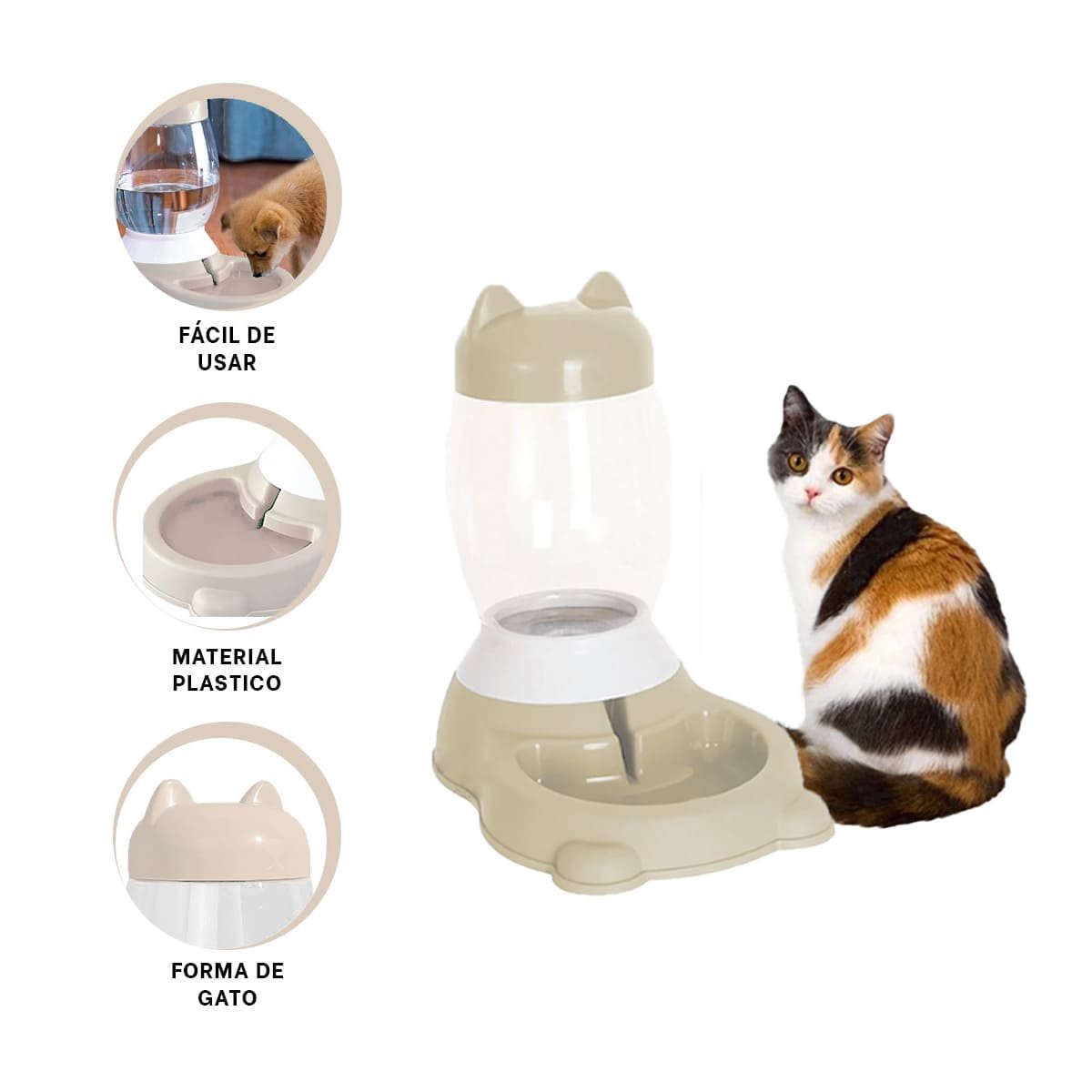BEBEDERO DOMESTICO BEIGE CON BIDON EN GATO QUE MANTIENE ESPACIOS ORDENADOS YSTICKY - 5