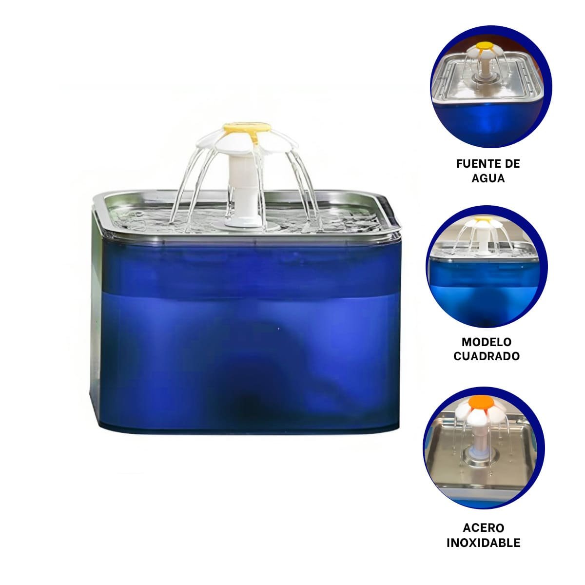 SISTEMA DE AGUA CUADRADO PET AZUL EN ACERO INOXIDABLE CASA YSTICKY - 5