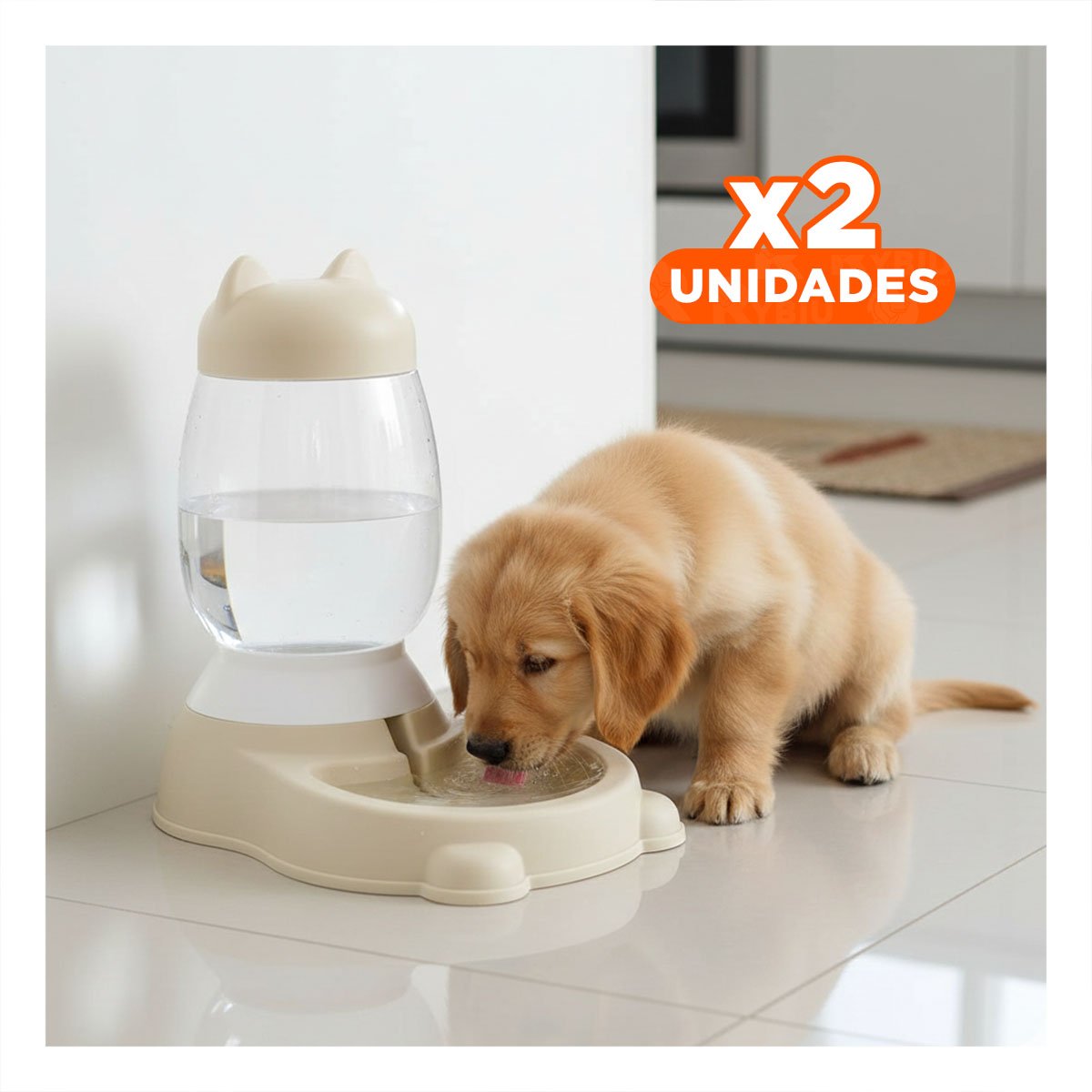 PACK2 DISPENSADOR PEQUENO AUTOMATICO BEIGE EN GATO CON BIDON PARA USO DIARIO - 1
