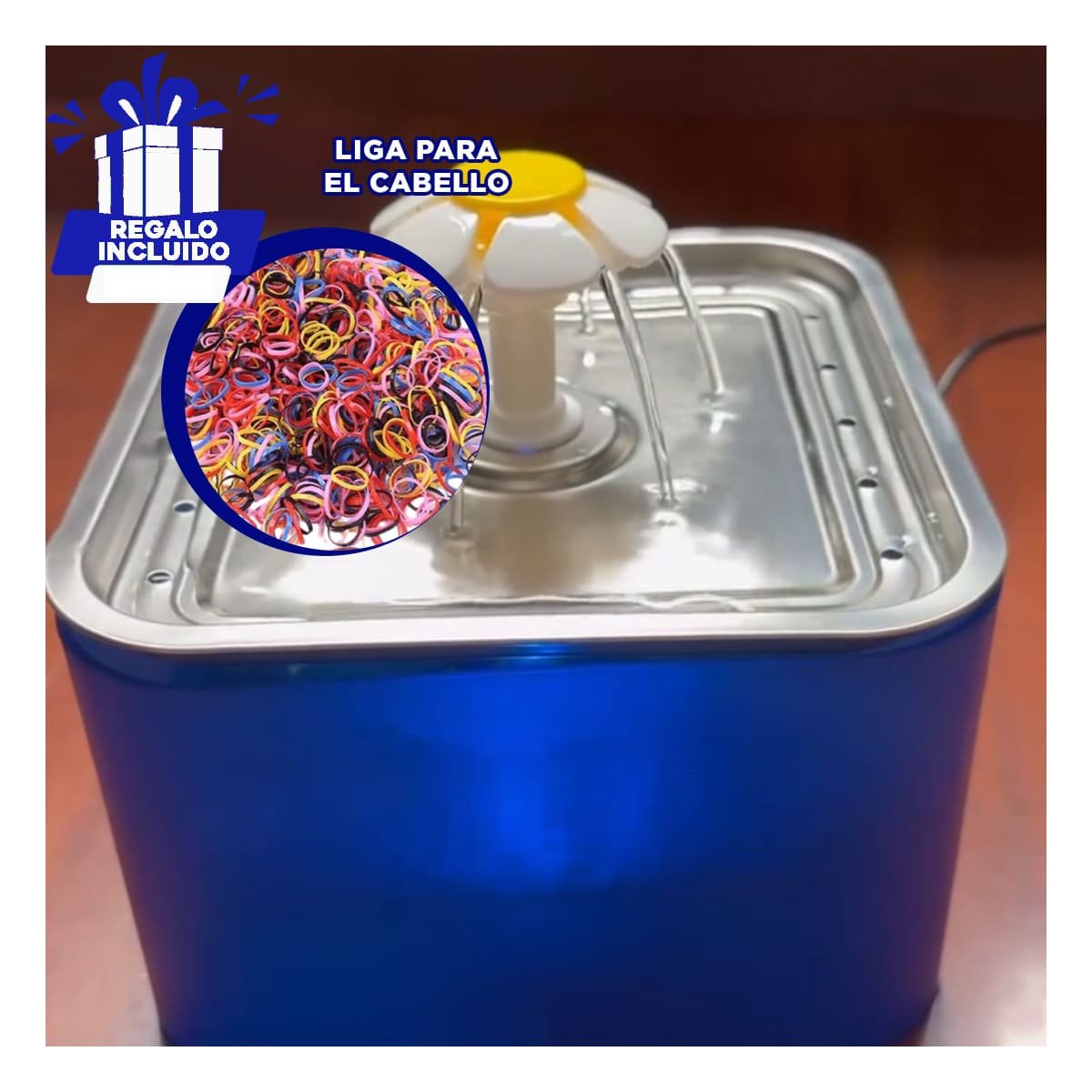 ESTACION DE AGUA CUADRADO PET AZUL EN ACERO INOXIDABLE PARA MASCOTA YLIGAS REGALO - 2
