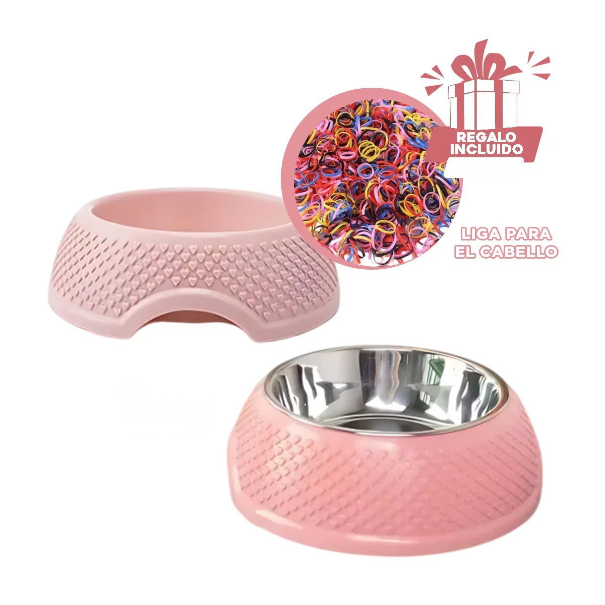 PLATO ROSADO PASTEL CON CORAZONES EN RELIEVE, ACERO Y DESMONTABLE FACIL YLIGAS REGALO - 2