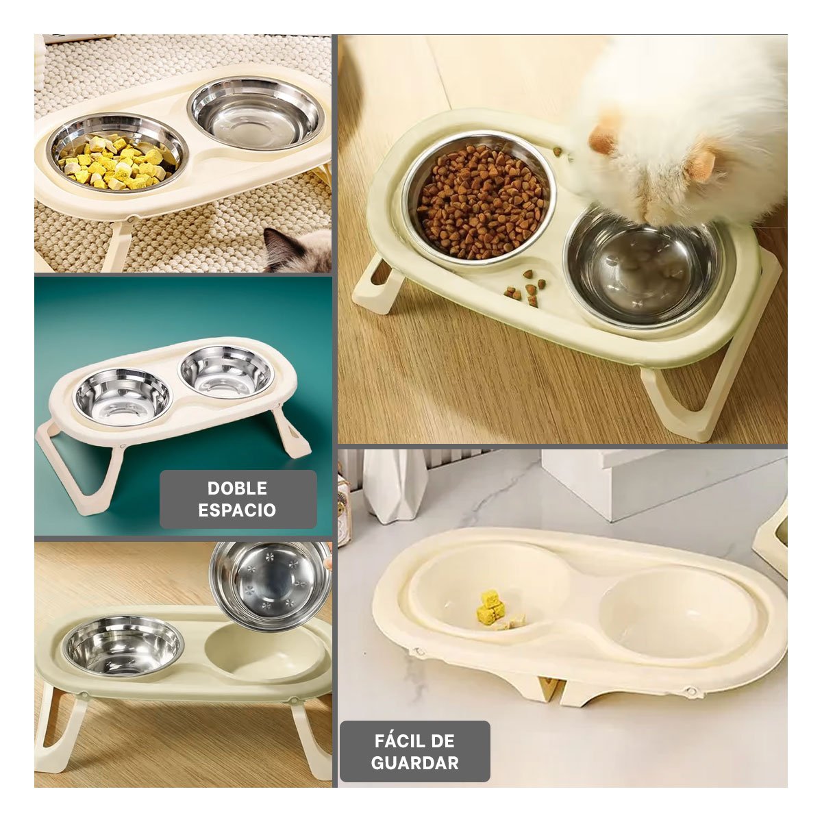 PLATO DESMONTABLE EN COLOR CREMA DOBLE ELEVADO Y PLEGABLE COMODO YSTICKY - 2