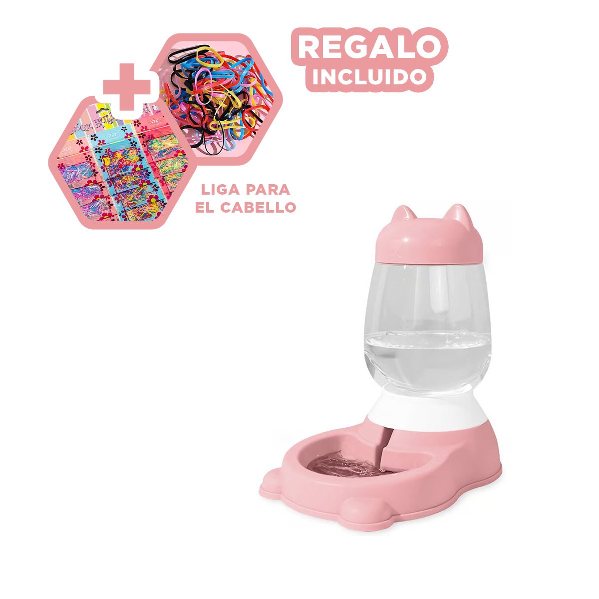 BEBEDERO PEQUENO AUTOMATICO ROSADO CON BIDON DE GATO EN RINCONES CONTROLADOS YLIGAS REGALO - 2