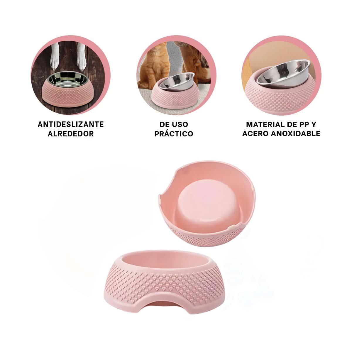 PLATO DESMONTABLE ROSADO PASTEL DE ACERO CON CORAZONES EN RELIEVE COMODO YSTICKY - 5