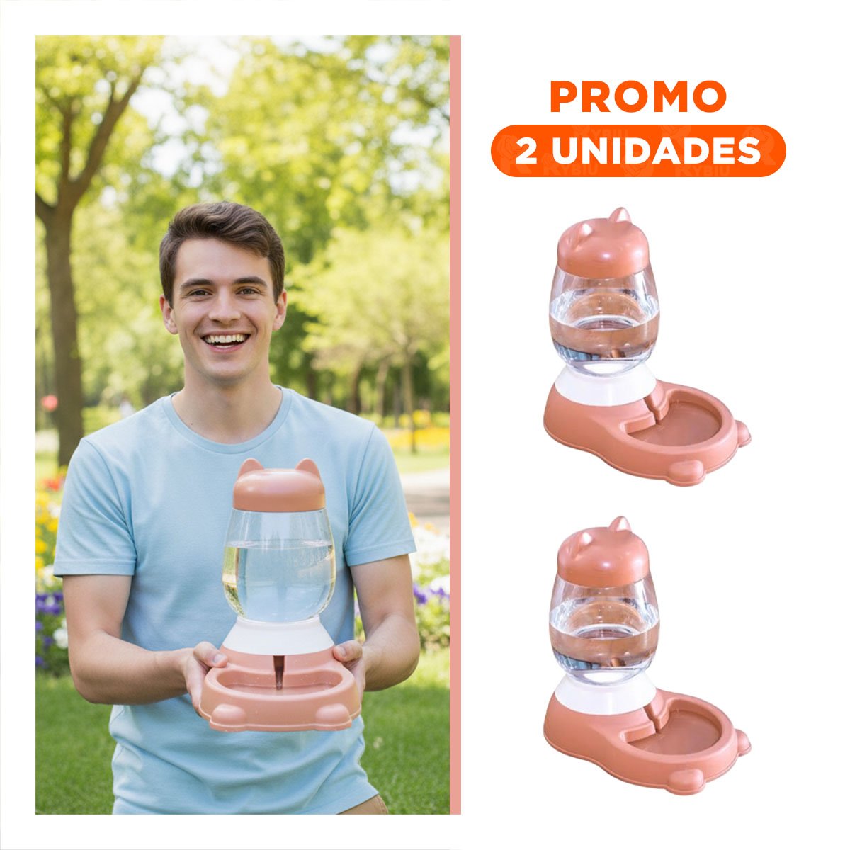 PACK2 DISPENSADOR ROSADO CON GATO AUTOMATICO Y BIDON EN RINCONES VISUALES YREGALO STICKER - 1