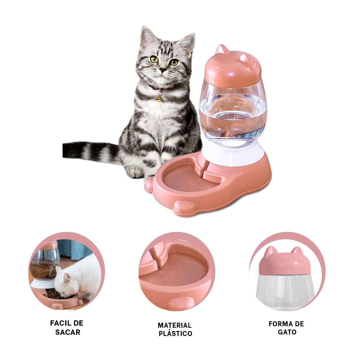 PACK2 DISPENSADOR ROSADO CON GATO AUTOMATICO Y BIDON EN RINCONES VISUALES YREGALO STICKER - 2