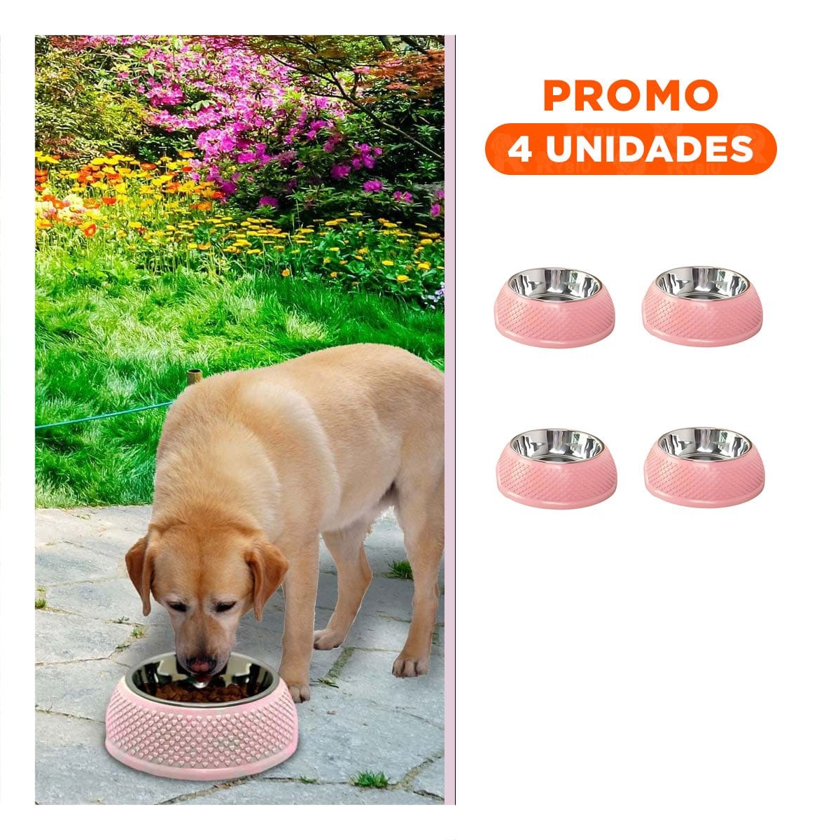 PACK4 BANDEJA DESMONTABLE ROSADO PASTEL CON CORAZONES EN RELIEVE Y ACERO INTEGRADA - 1