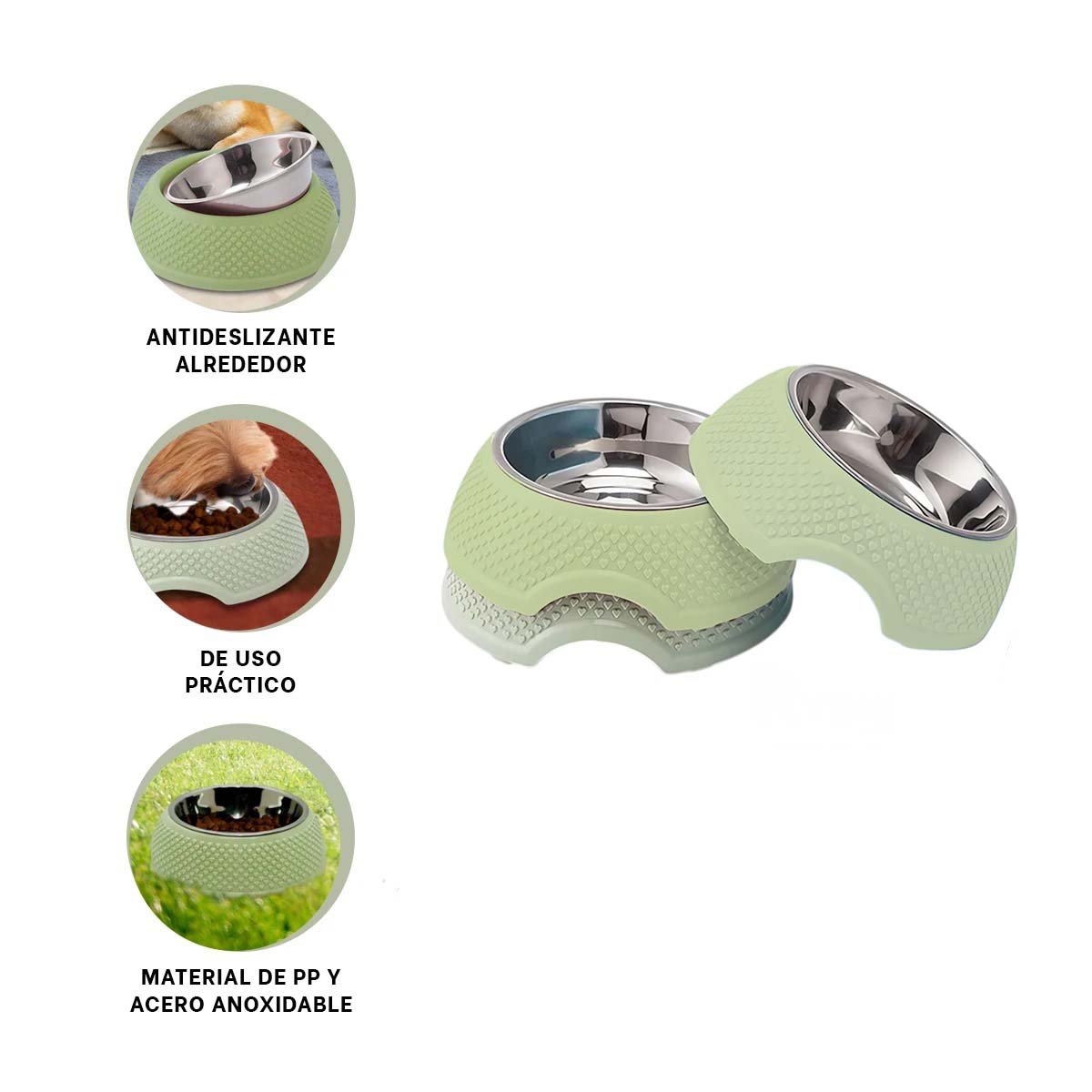 PLATO DESMONTABLE VERDE PASTEL DE ACERO CON CORAZONES EN RELIEVE COMODO YSTICKY - 5