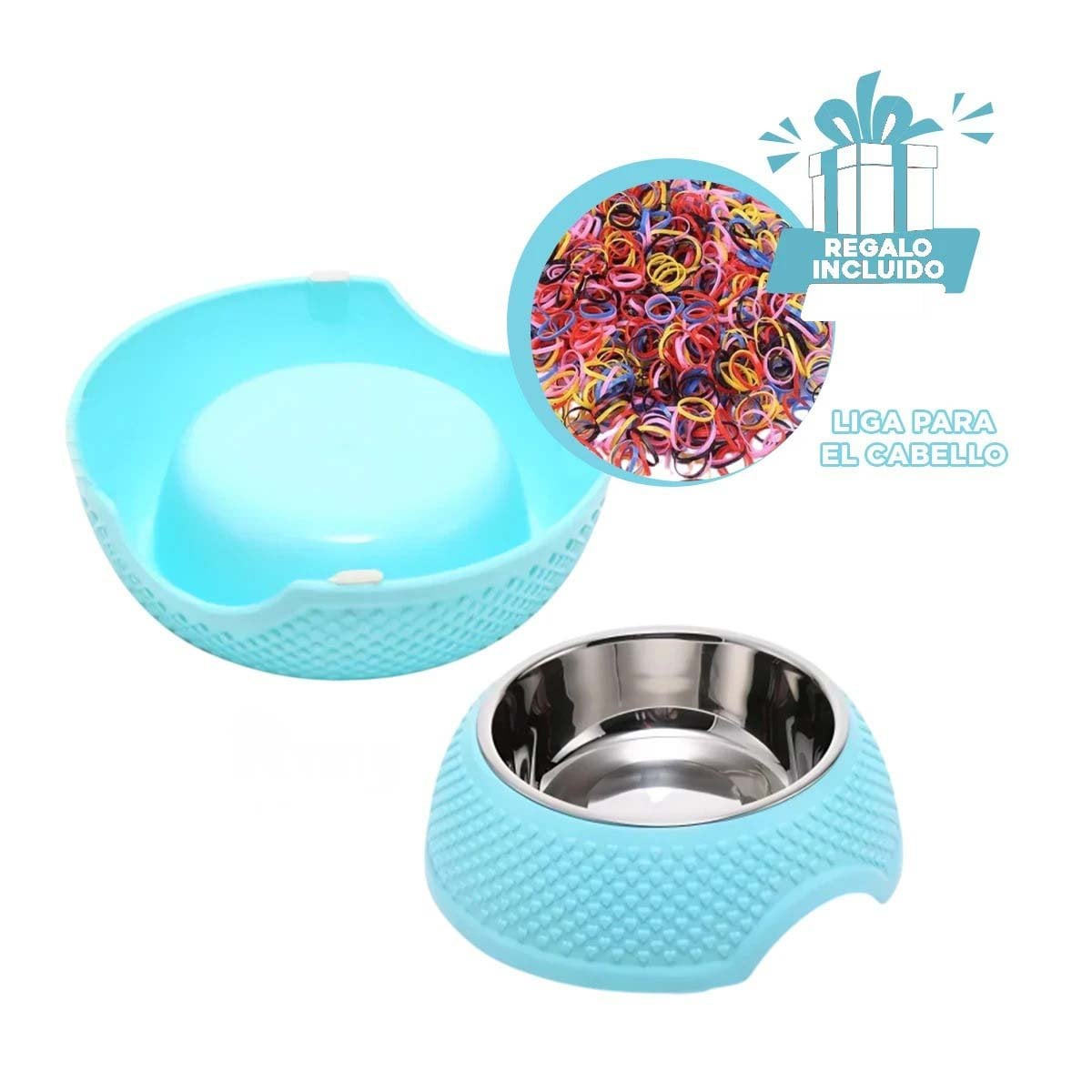 PLATO CELESTE PASTEL CON CORAZONES EN RELIEVE, ACERO Y DESMONTABLE FACIL YLIGAS REGALO - 2