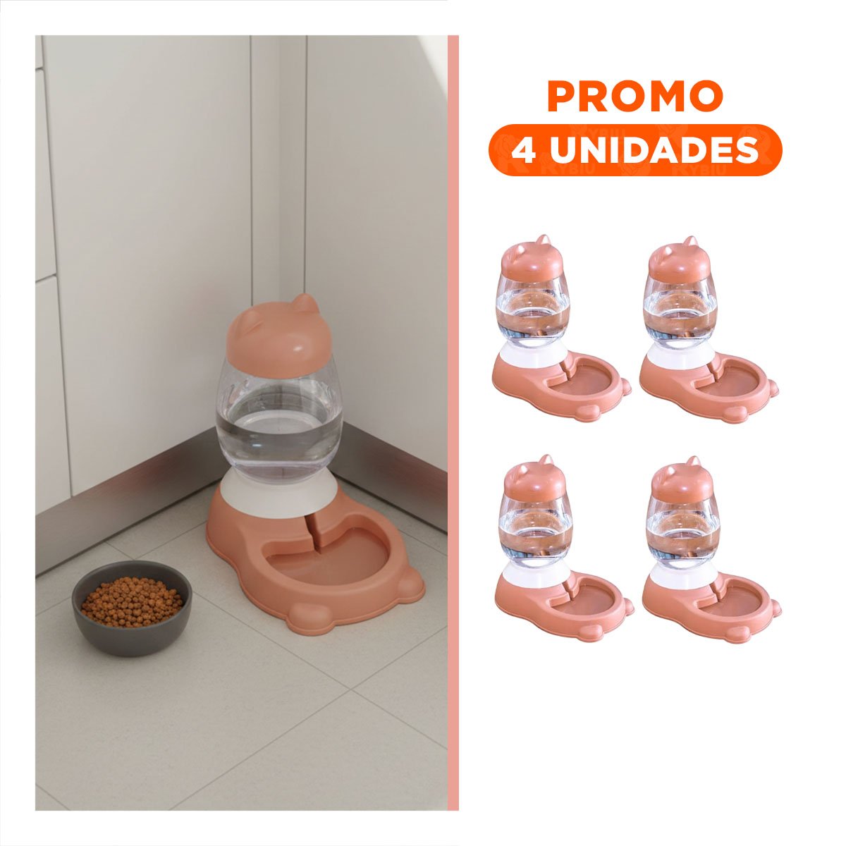 PACK4 DISPENSADOR CONFORT AUTOMATICO DE GATO CON BIDON ROSADO PARA ENTORNOS SEGUROS - 1