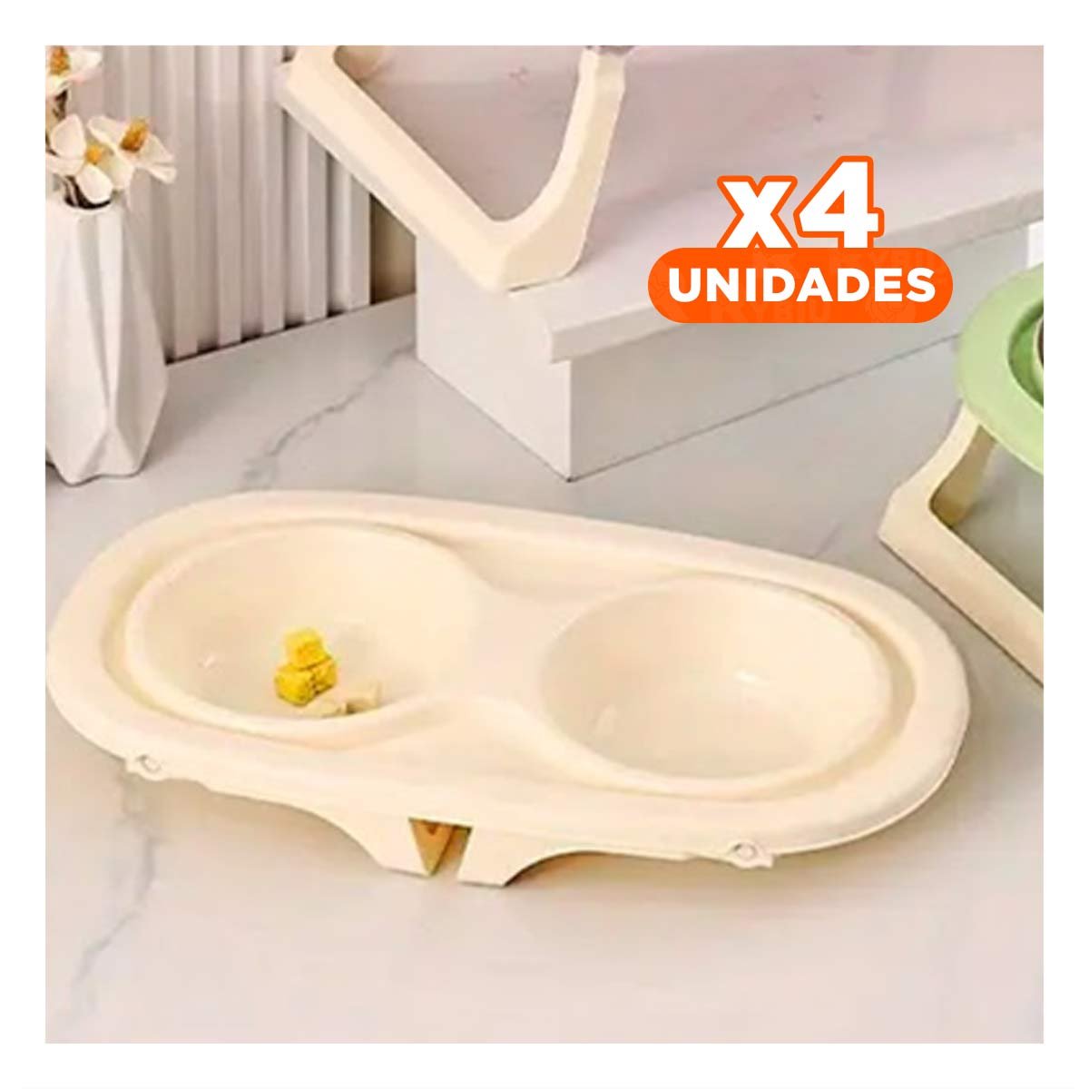 PACK4 BANDEJA DOBLE PLEGABLE EN COLOR CREMA ELEVADA Y DESMONTABLE FACIL YREGALO STICKER - 1