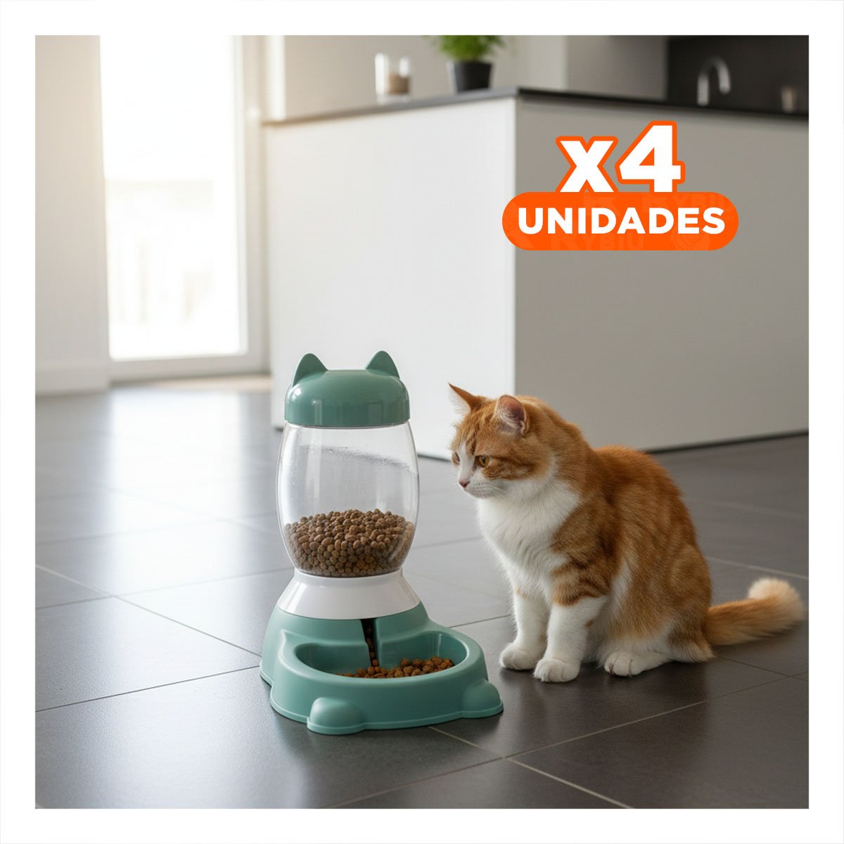 PACK4 DISPENSADOR VERDE AUTOMATICO CON BIDON Y GATO QUE MEJORA LA PRESENTACION YPAPEL REGALO - 1