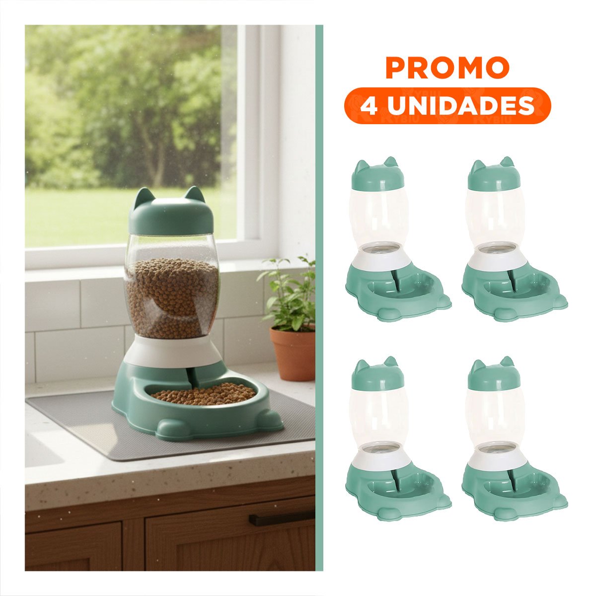 PACK4 DISPENSADOR CONFORT AUTOMATICO DE GATO CON BIDON VERDE PARA ENTORNOS SEGUROS - 1