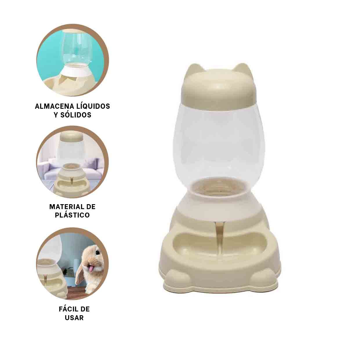 COMEDERO DOMESTICO BEIGE CON BIDON EN GATO QUE MANTIENE ESPACIOS ORDENADOS YSTICKY - 5