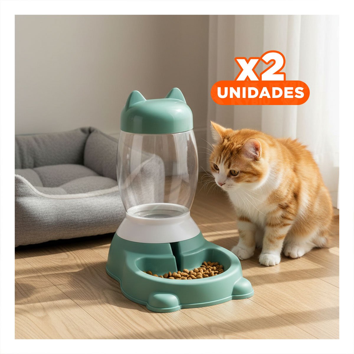 PACK2 DISPENSADOR AUTOMATICO DE BIDON VERDE CON GATO QUE FACILITA HIDRATACION YPAPEL REGALO - 1