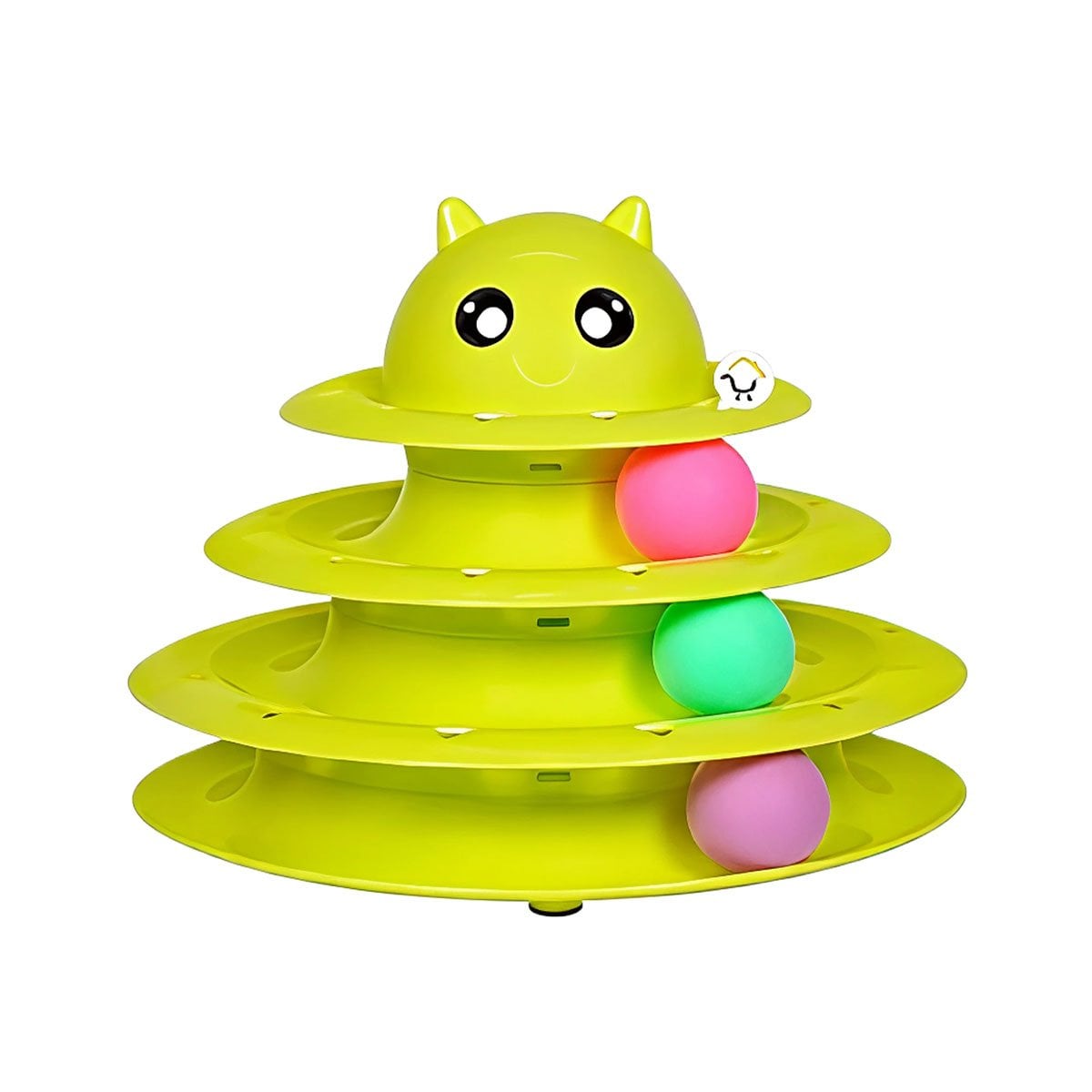 JUEGO DE 3 NIVELES CON PELOTAS VERDE LIMON PARA GATO DIVERTIDO YREGALO STICKER - 1
