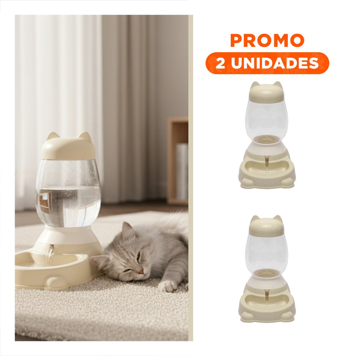PACK2 DISPENSADOR SUAVE BEIGE CON GATO AUTOMATICO Y BIDON EN RINCONES YREGALO STICKER - 1