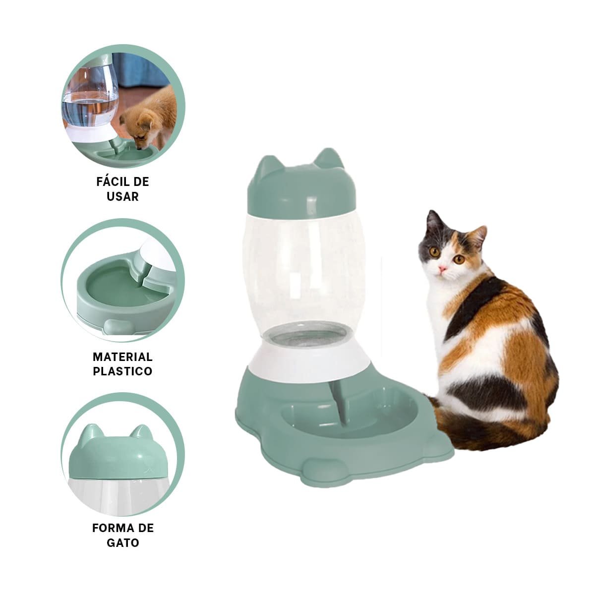 COMEDERO DOMESTICO VERDE CON BIDON EN GATO QUE MANTIENE ESPACIOS ORDENADOS YSTICKY - 5