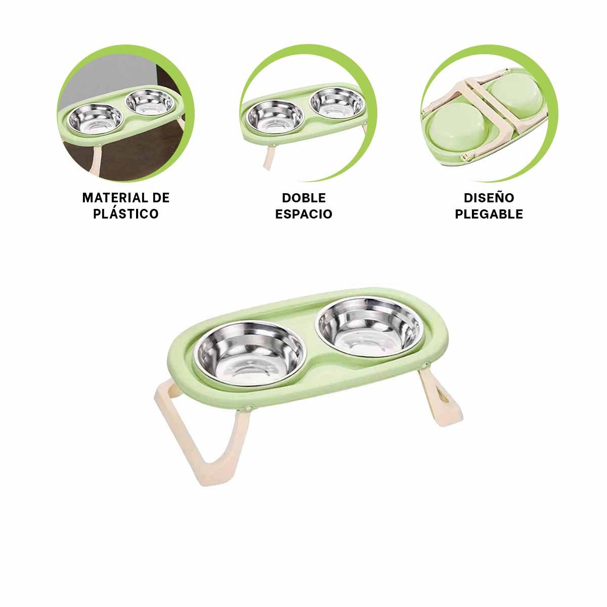 PLATO DESMONTABLE EN COLOR VERDE DOBLE ELEVADO Y PLEGABLE COMODO YSTICKY - 5