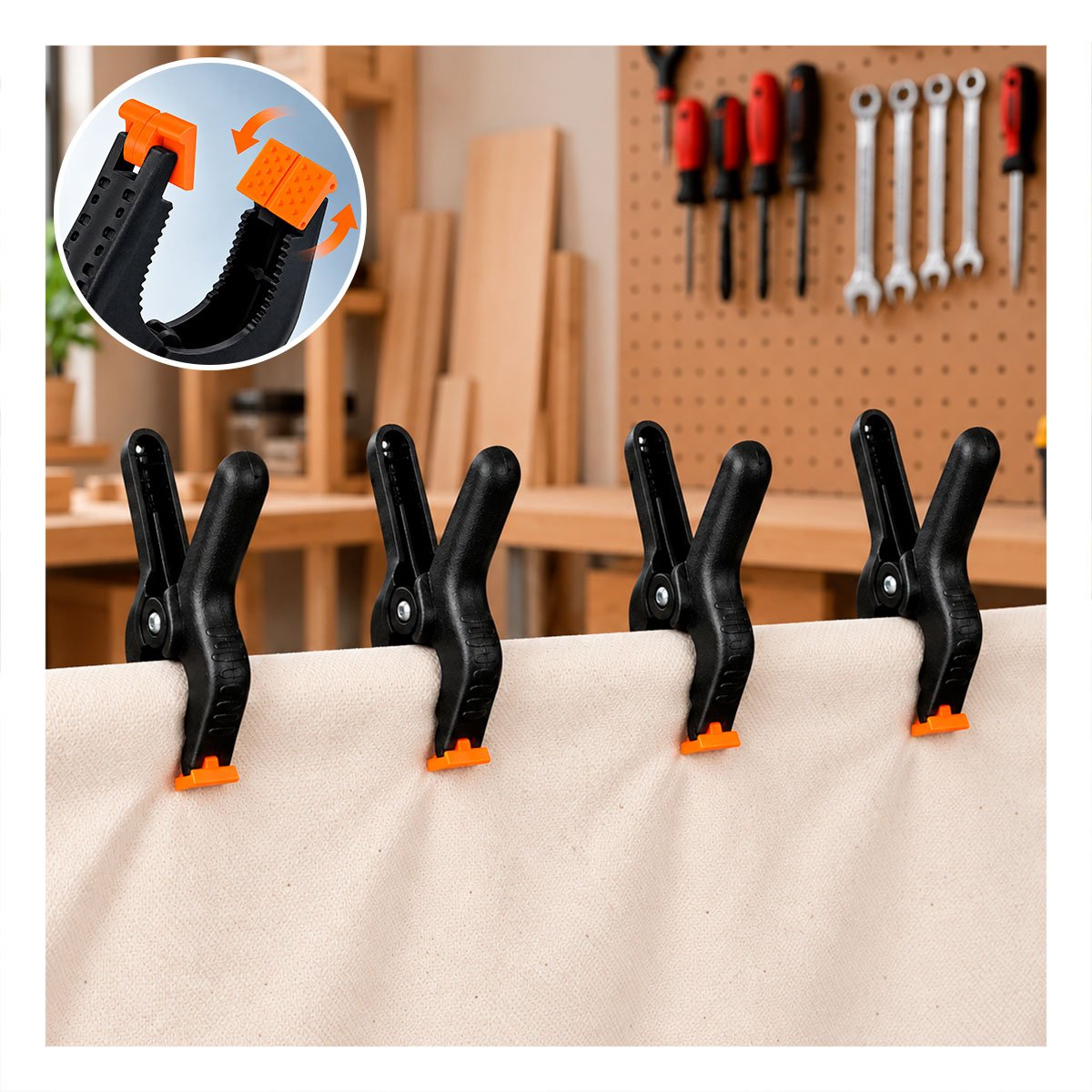 PACK2 GANCHOS DE 4' PARA SOSTENER CON RESORTE NEGRO YPAPEL REGALO - 3