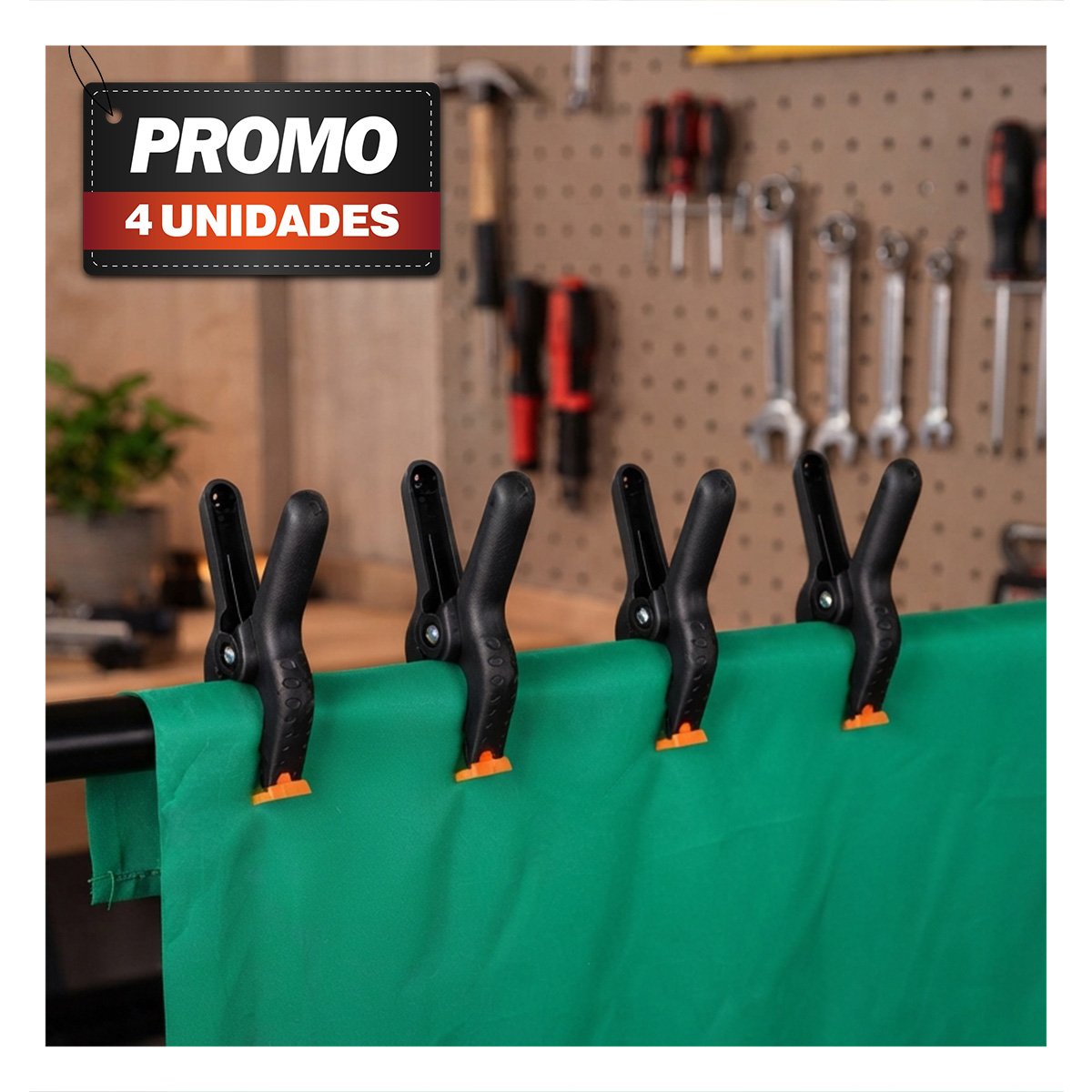 PACK4 PINZAS DE 4' PARA SUJECION CON RESORTE NEGRO YPAPEL REGALO - 1