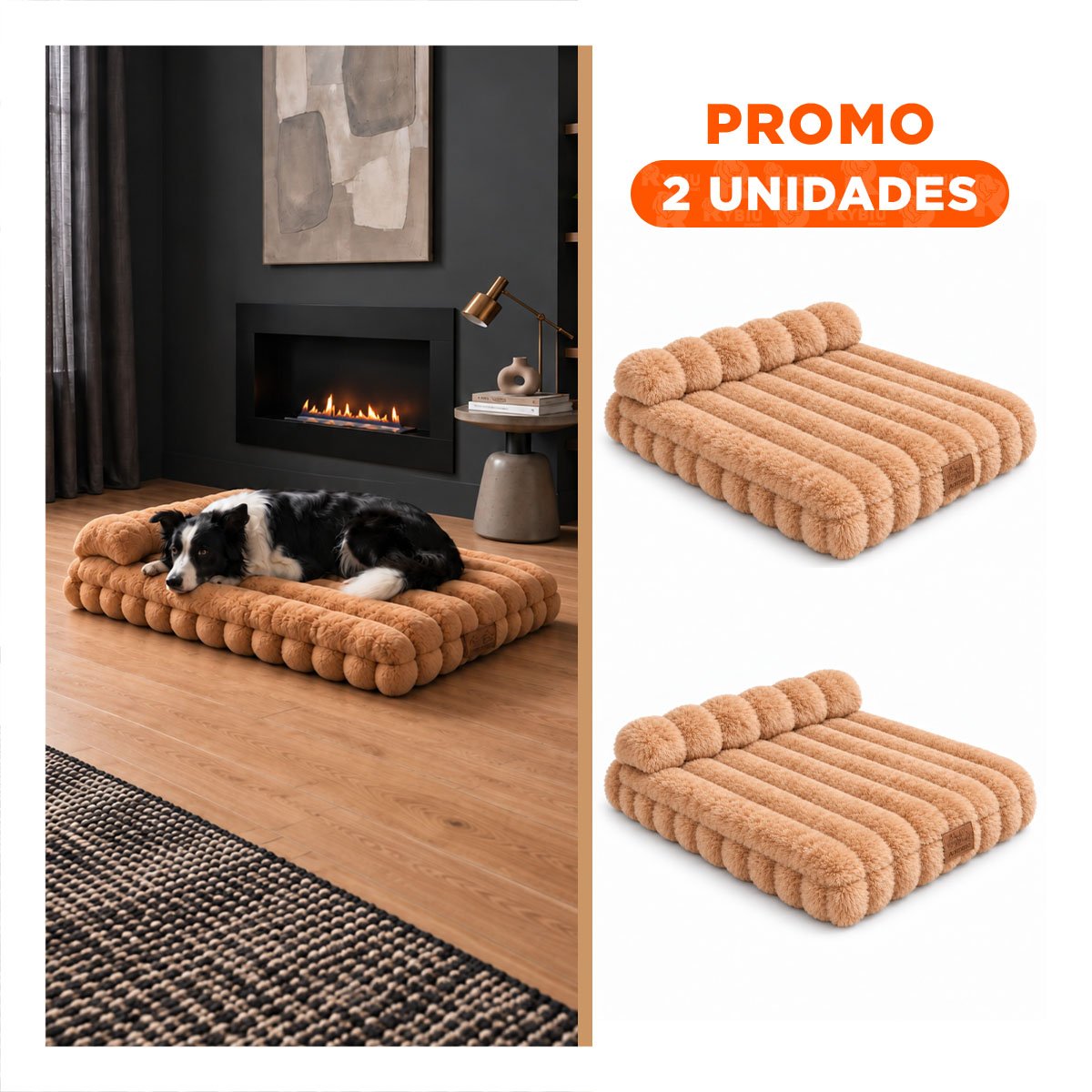 PACK2 MOISES RECTANGULAR CON ALMOHADA MARRON PARA PERROS DE USO COMODOS YREGALO STICKER - 1