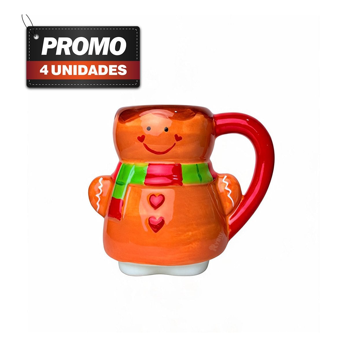PACK4 CUP DE JENGIBRE CON ESTILO NAVIDEÑO MOSTAZA YREGALO STICKER - 1