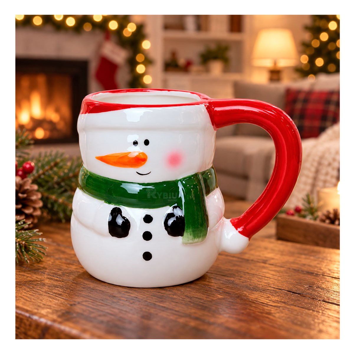 PACK2 MUG NAVIDEÑO CON FORMA DE MUÑECO DE NIEVE BLANCO YREGALO STICKER - 3