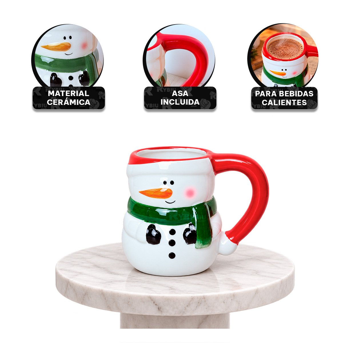 PACK2 MUG NAVIDEÑO CON FORMA DE MUÑECO DE NIEVE BLANCO YREGALO STICKER - 4