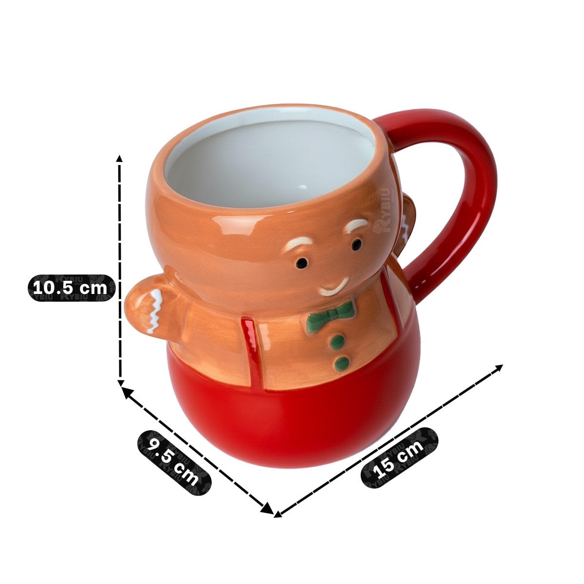 PACK4 MUG DE MUÑECO DE GALLETA CON CORBATIN PARA NAVIDAD MOSTAZA - 2