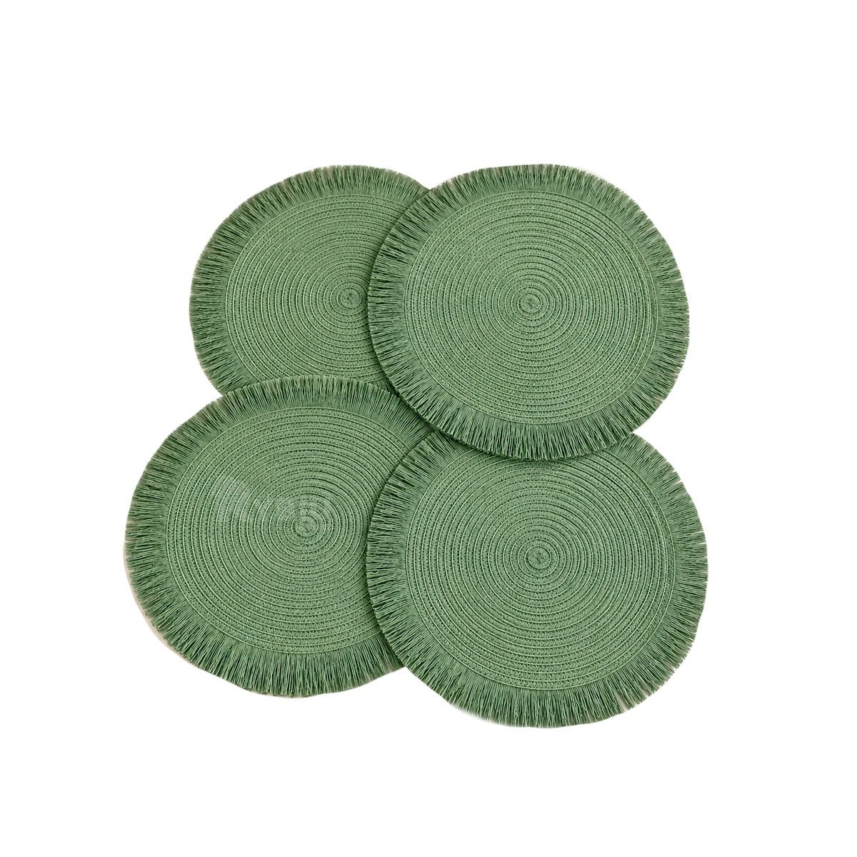 SET 4 TAPETE DE MESA CIRCULAR VERDE Y LIGAS REGALO - 1
