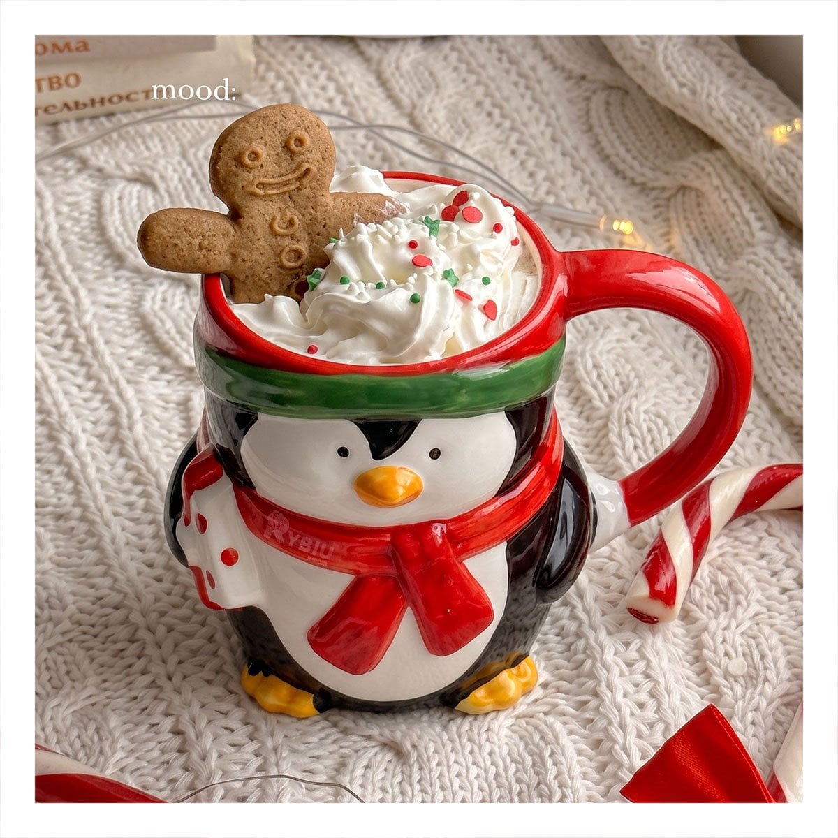 PACK2 MUG CON FORMA DE PINGUINO NEGRO YPAPEL REGALO - 3