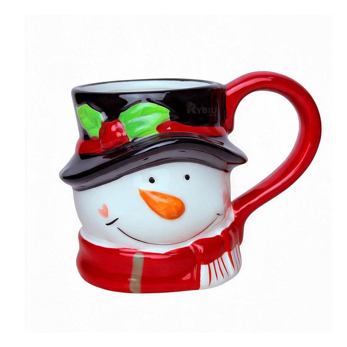TAZA NAVIDEÑA CON FORMA DE CABEZA DE MUÑECO DE NIEVE BLANCO Y LIGAS REGALO - 1