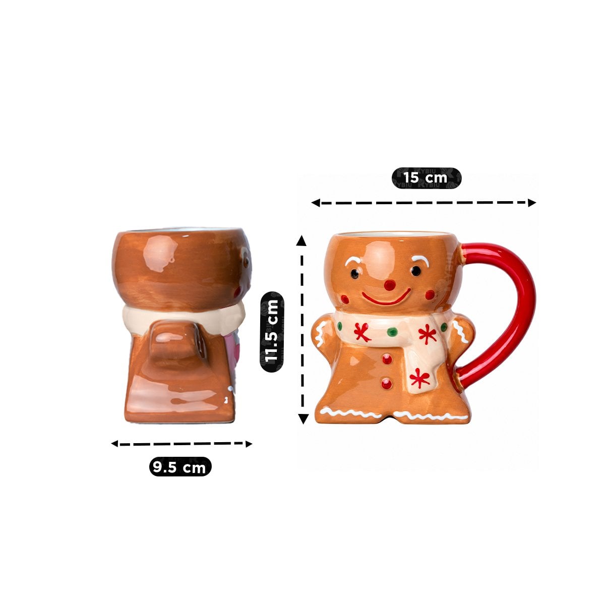 TAZA DE JENGIBRE CON CHALINA CON ESTILO NAVIDEÑO MOSTAZA Y PAPEL REGALO - 2