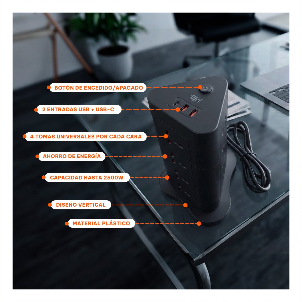 PACK4 TORRE 12 PARA SUMINISTRO DE ENERGIA 2 PUERTOS USB 1 C NEGRO YREGALO STICKER - 4
