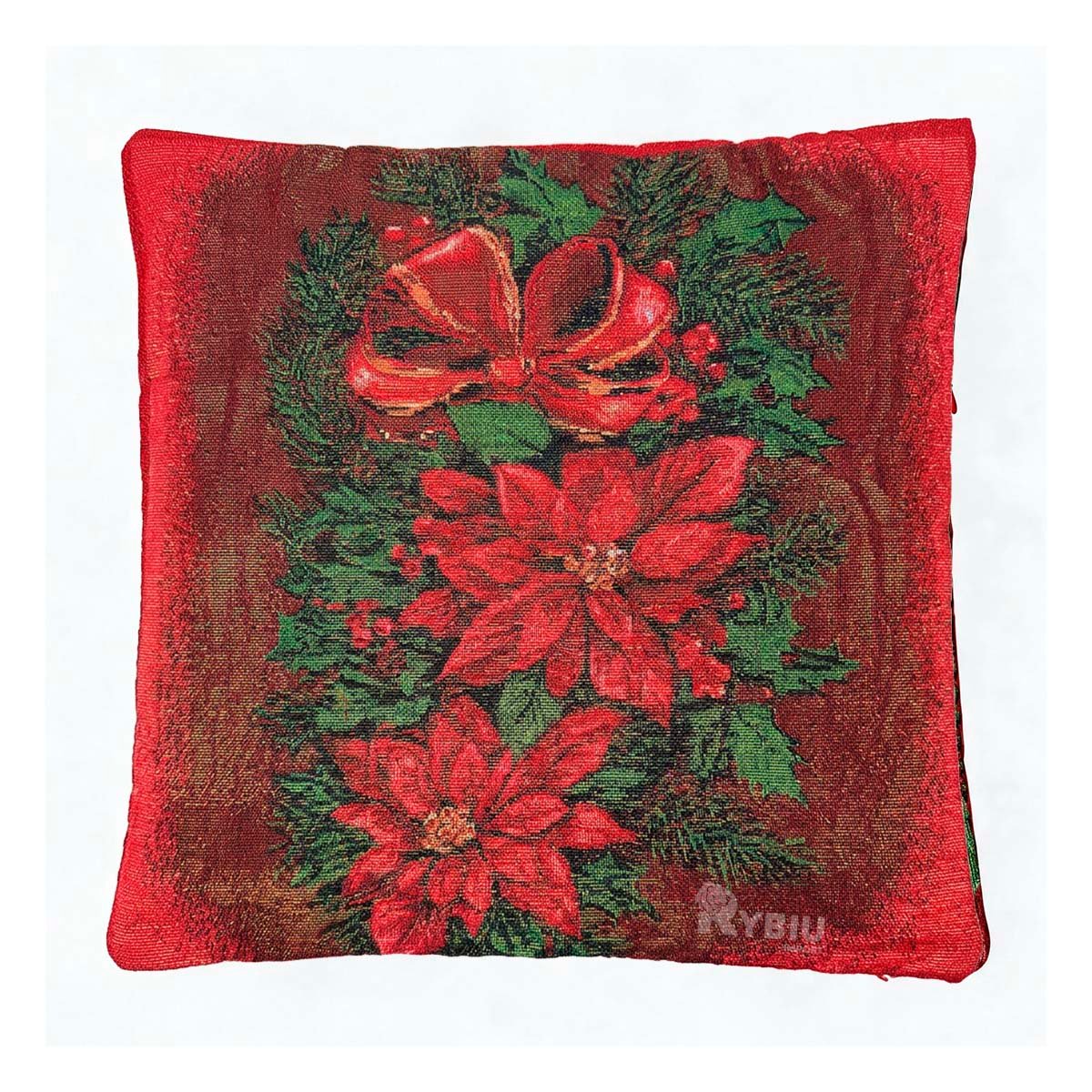PROTECTOR DE COJIN CON MOTIVOS FLORALES DECORATIVOS ROJO Y LIGAS REGALO - 1