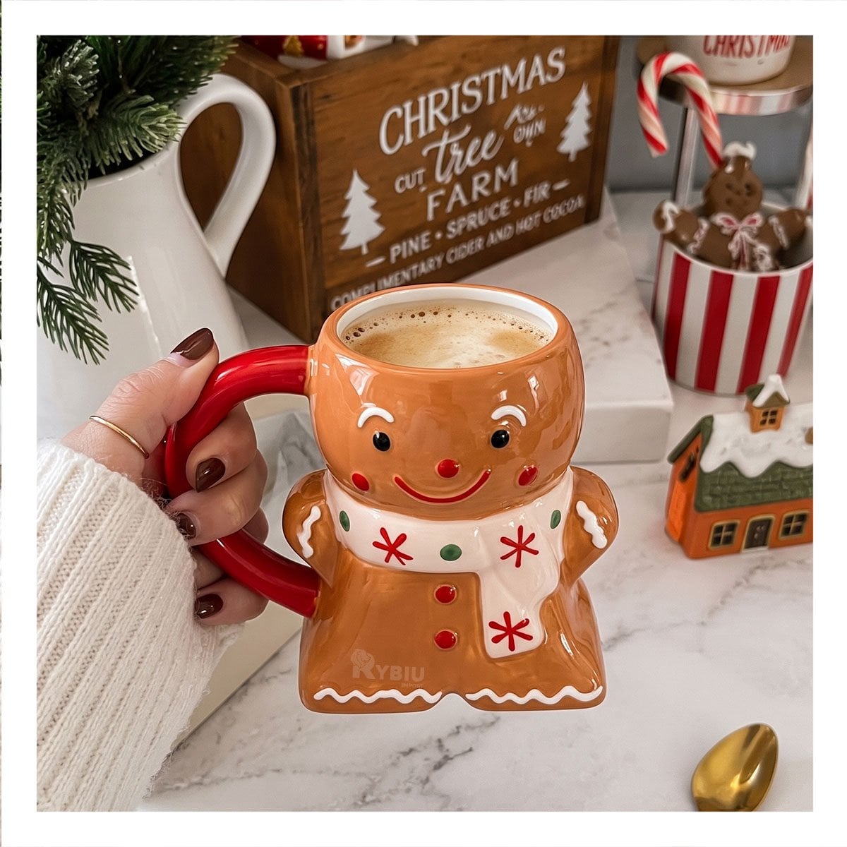 PACK4 CUP DE JENGIBRE CON CHALINA CON ESTILO NAVIDEÑO MOSTAZA YREGALO STICKER - 3