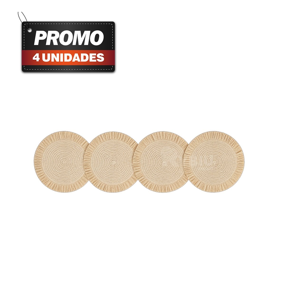 PACK4 SOBREMESA ARTESANAL CON FLECOS PARA MESA BEIGE - 1