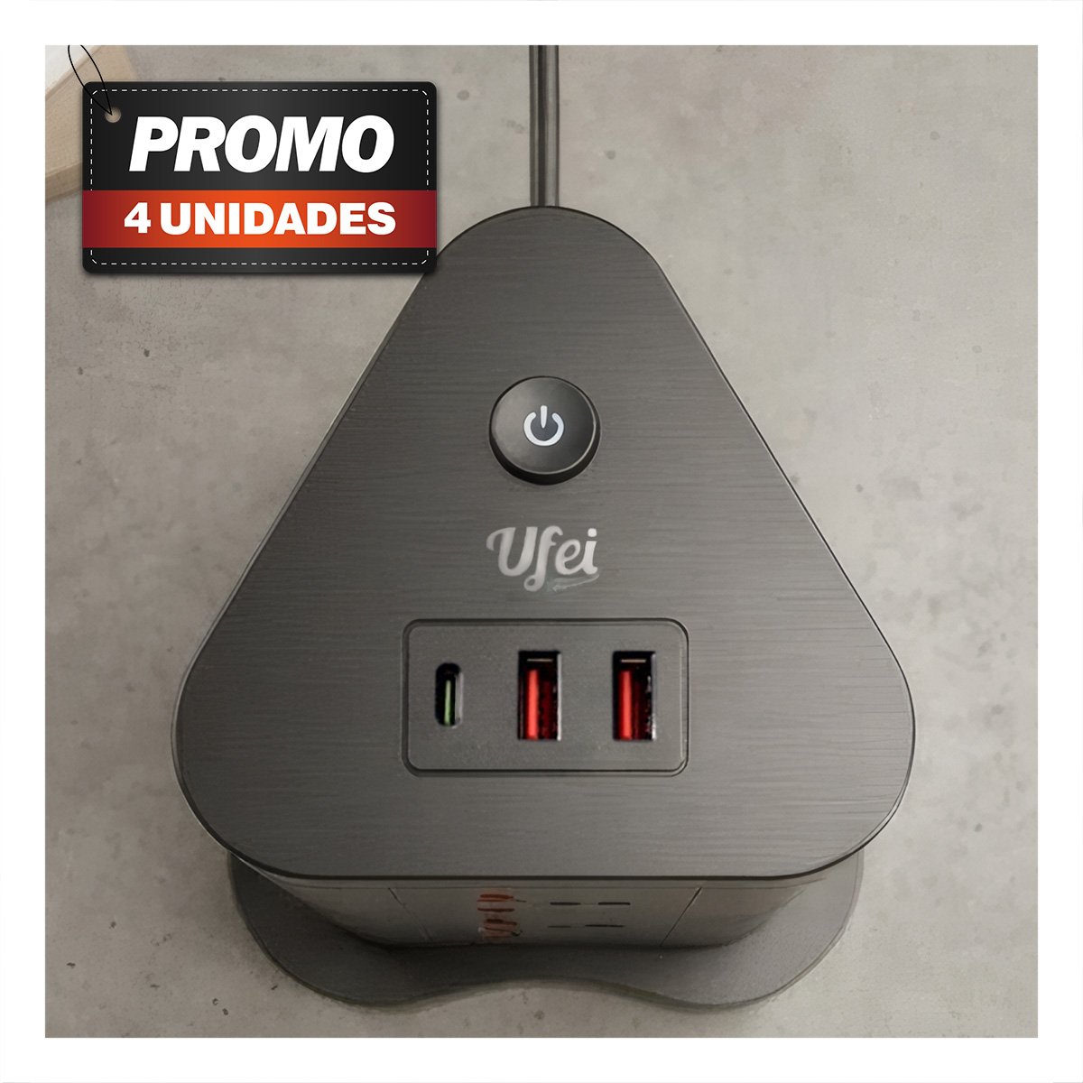 PACK4 MULTITOMA TRIANGULAR 12 PARA CARGA 2 PUERTOS USB 1 C NEGRO - 1