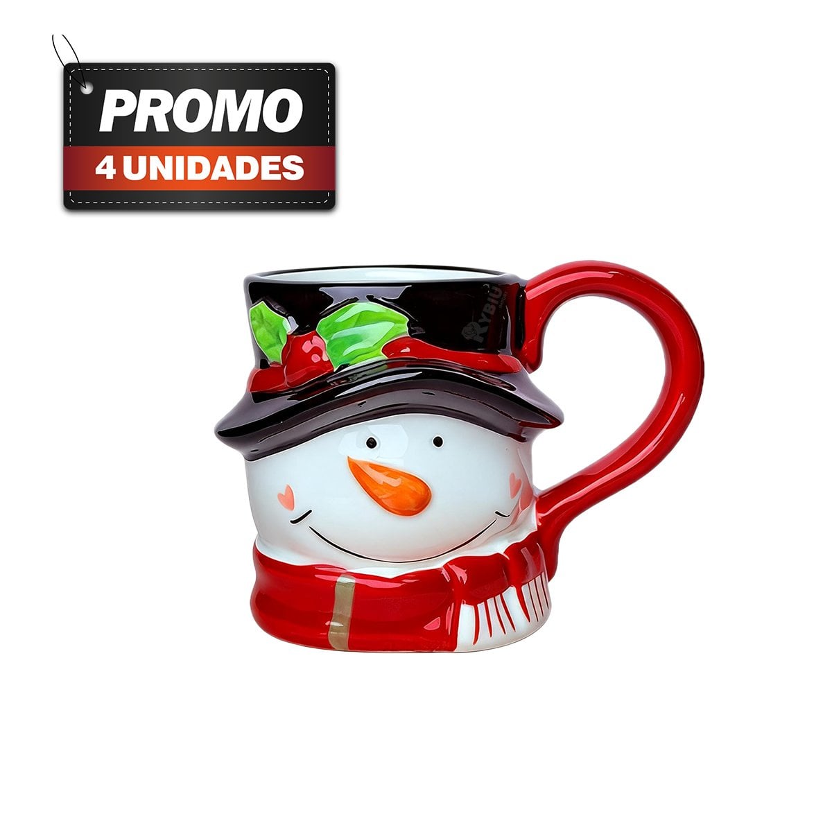 PACK4 CUP CON FORMA DE CABEZA DE MUÑECO DE NIEVE PARA NAVIDAD BLANCO YPAPEL REGALO - 1
