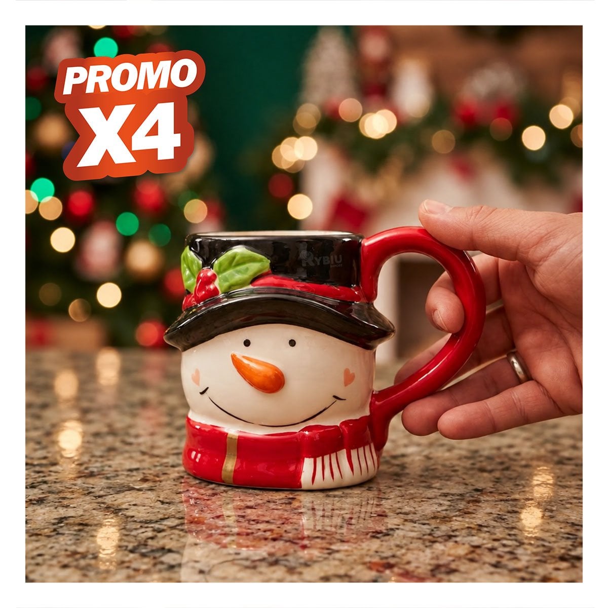 PACK4 CUP DE CABEZA DE MUÑECO DE NIEVE BLANCO YREGALO STICKER - 1