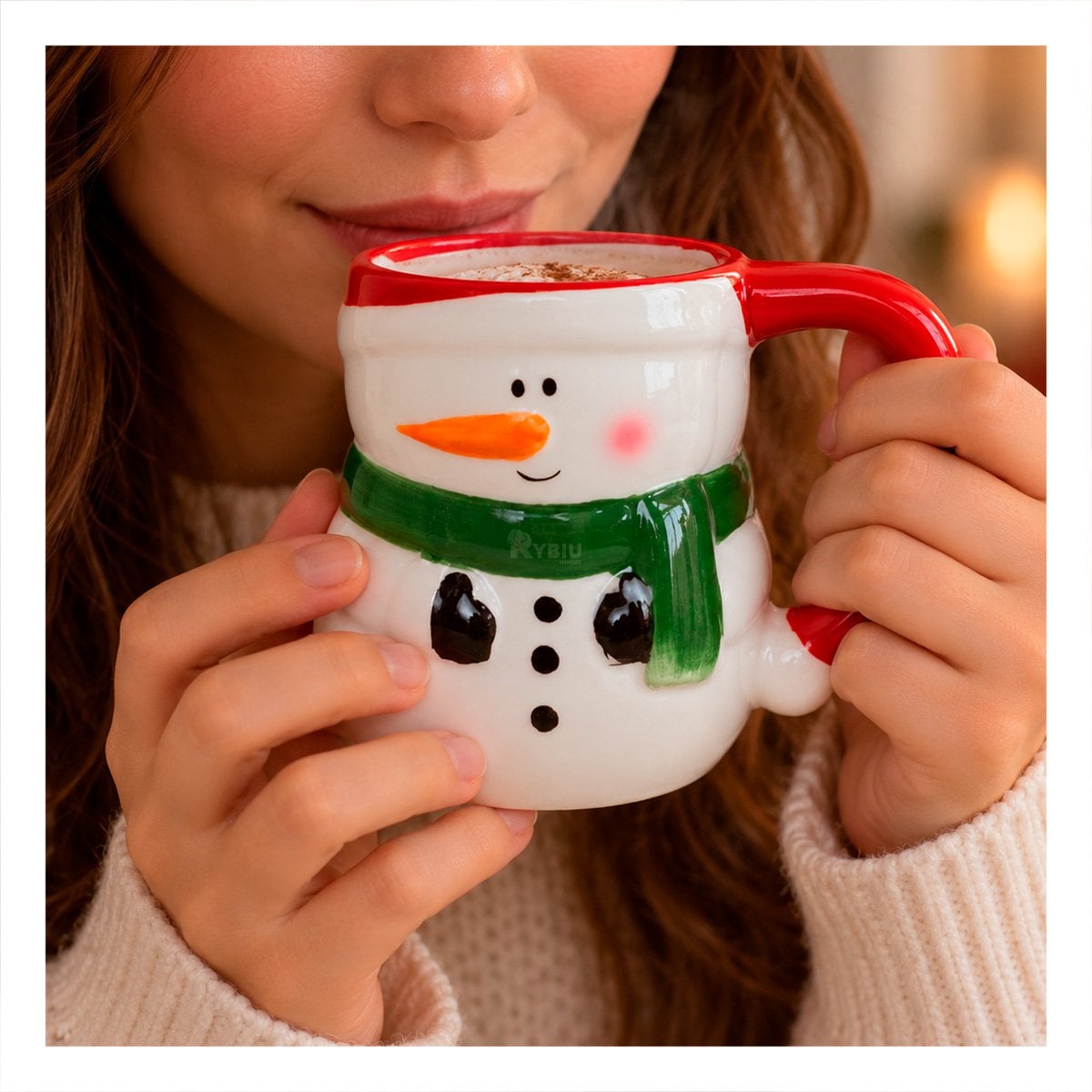 PACK4 CUP CON FORMA DE MUÑECO DE NIEVE PARA NAVIDAD BLANCO YPAPEL REGALO - 3